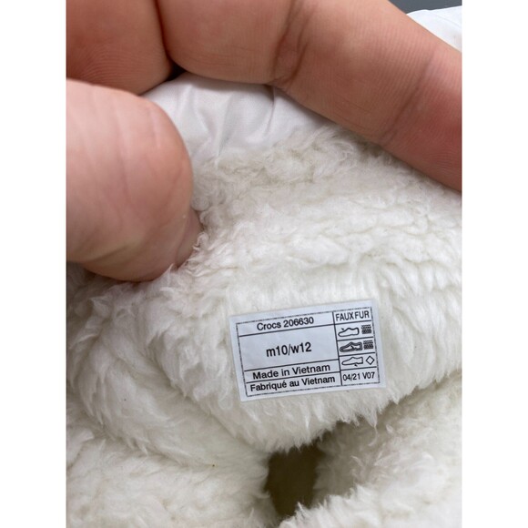 Crocs Mule Faux Fur Lined Boot Shoes White Pull On Lined Clogs 206630 Mens 10 - Picture 10 of 15